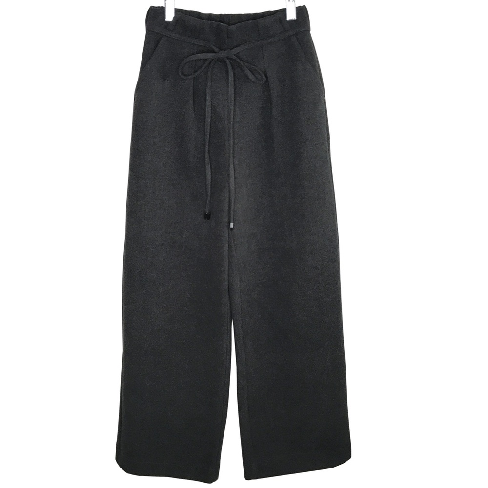 Vintage New Vogue Heavy Wide Leg Pull On Pants Wool Blend Dark Gray Size S